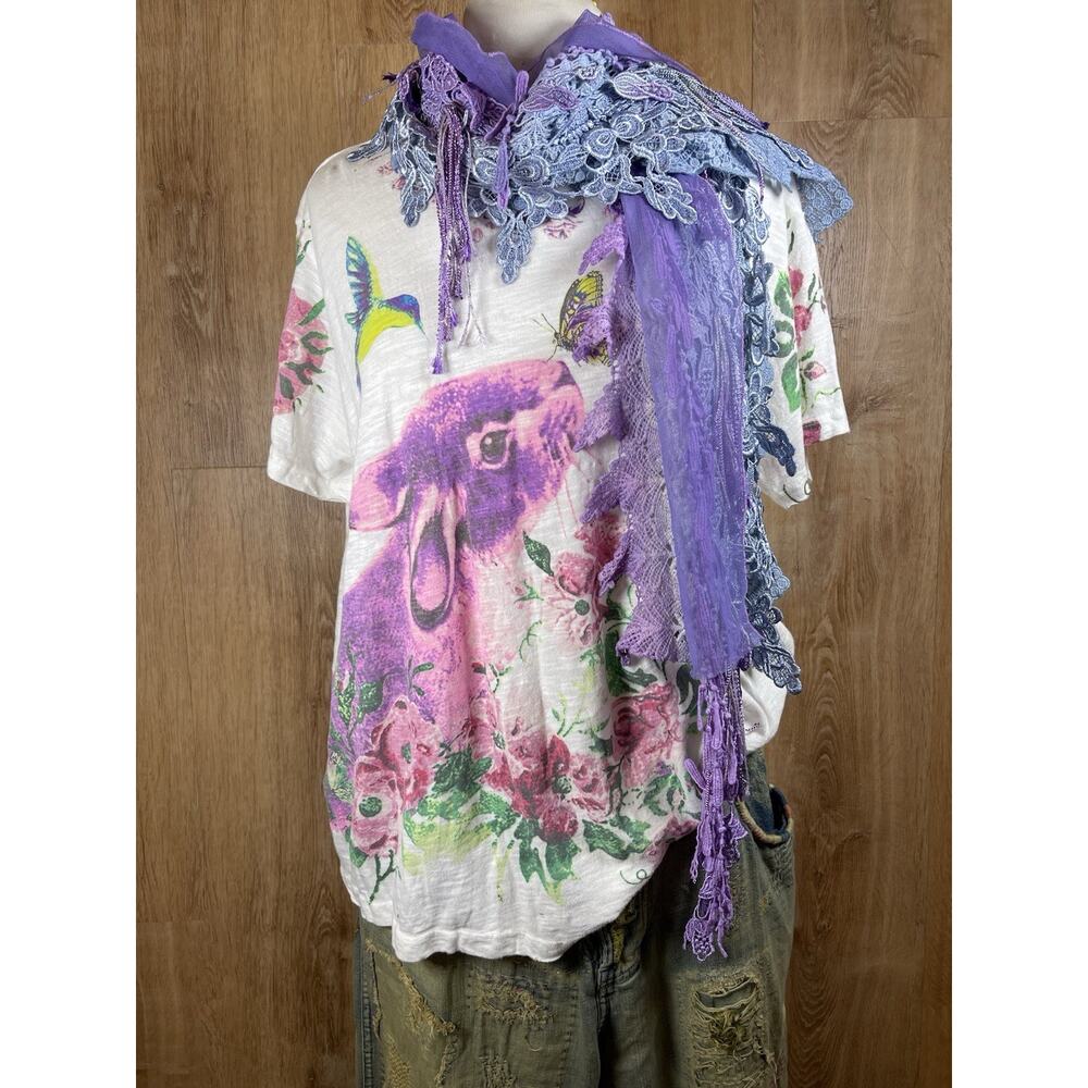 Artist Made Boho Whimsical Hand Dyed Ombre' lace Lena Scarf Mermaid